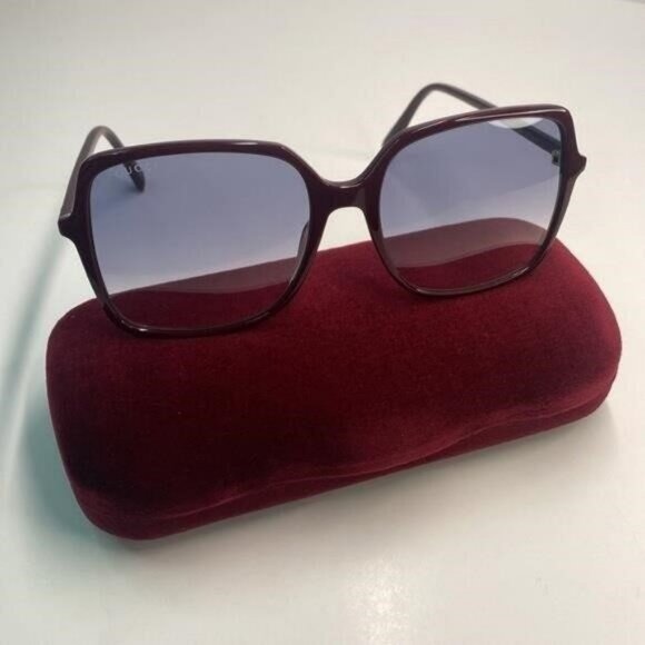 💯- New Authentic GUCCI  Oversized Square GG0544S Sunglasses Burgundy - Picture 11 of 13